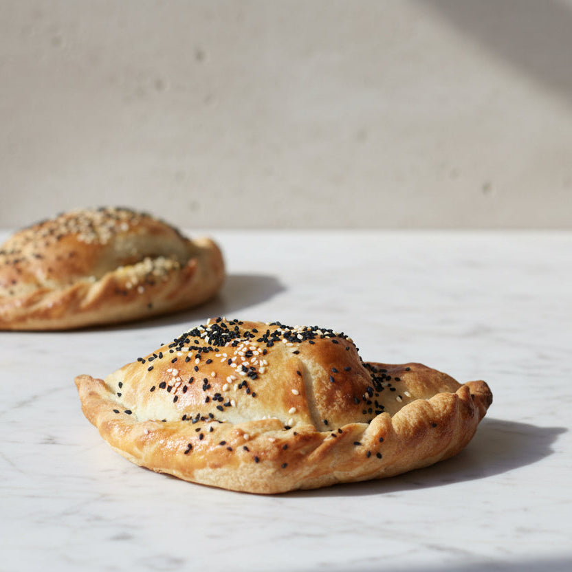 Golden flaky pastry filled chicken and leek from Prestige Patisserie, North London.