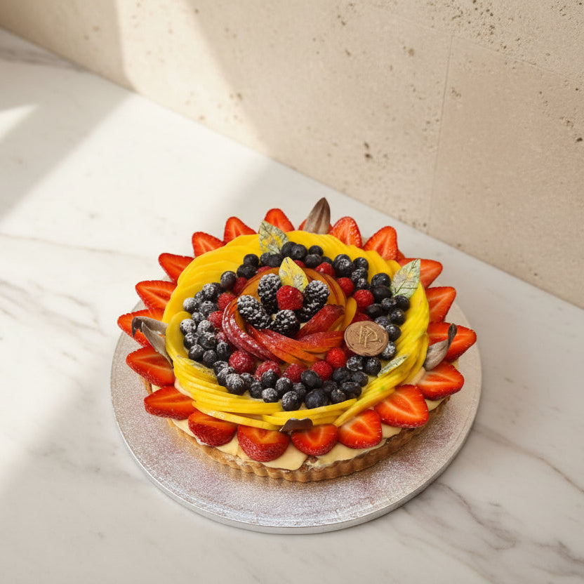 Italian fruit tart crostata with fresh berries London bakery