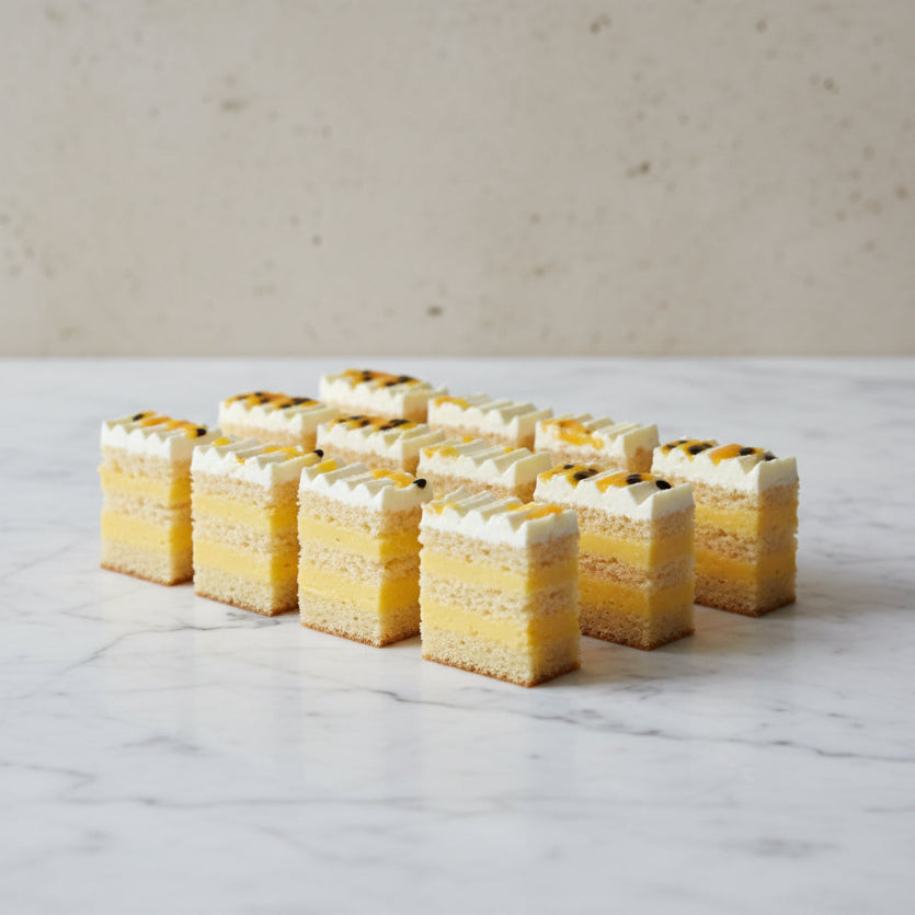 passion fruit mini canapés luxury dessert catering London by Prestige Patisserie