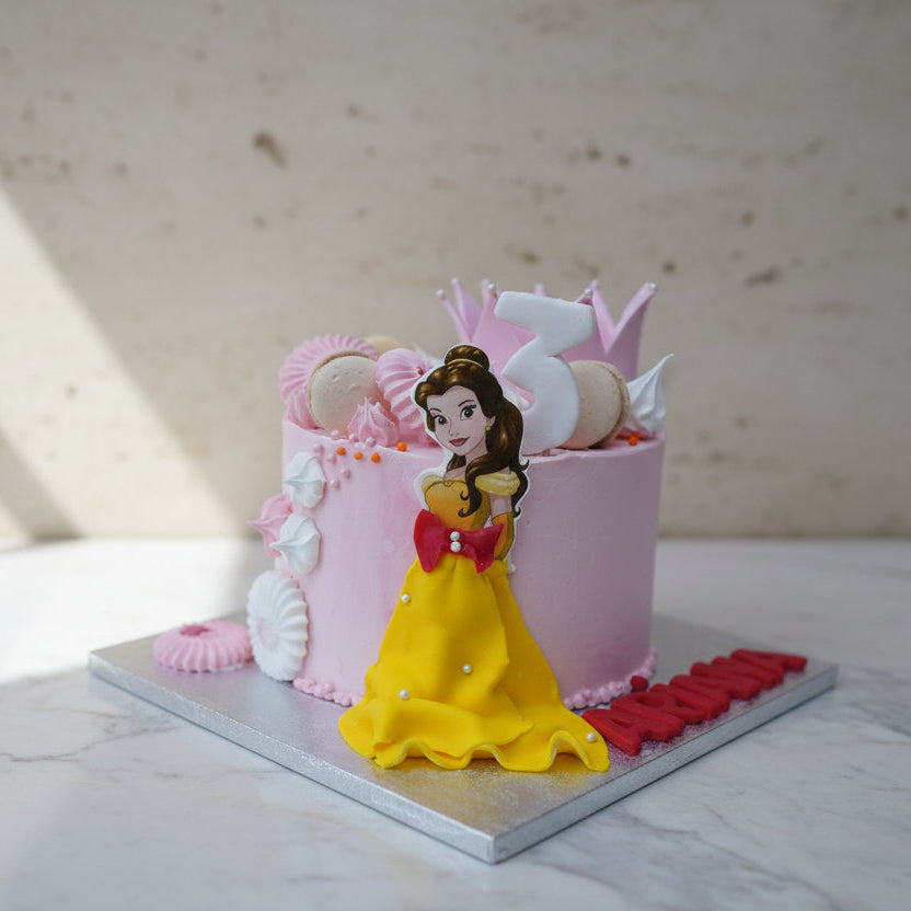 Princess birthday cake with fairytale decorations handmade in London by Prestige Patisserie