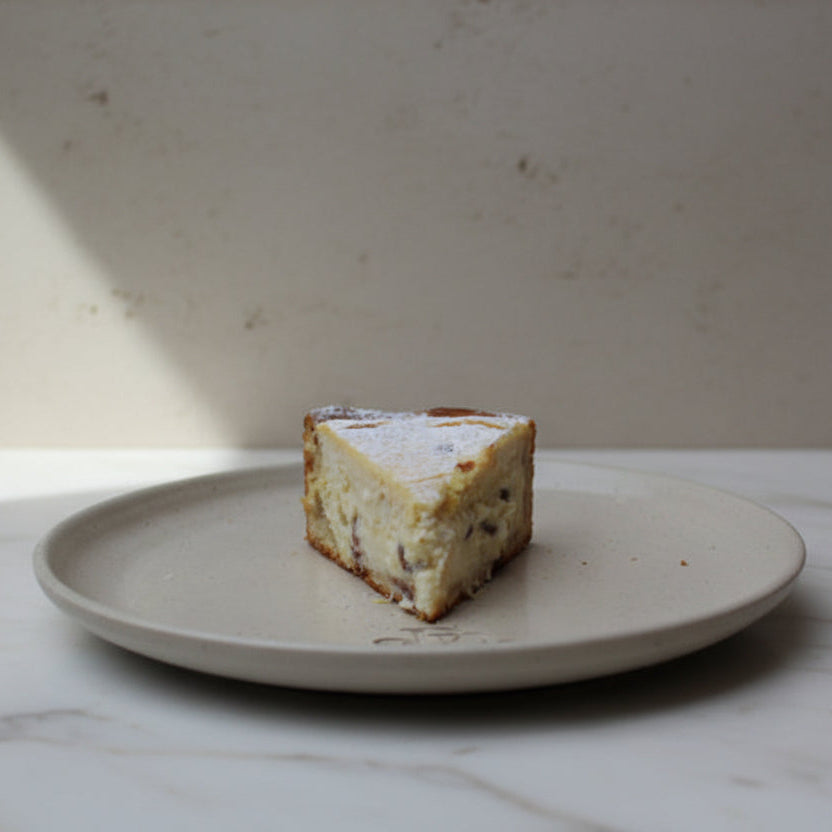 A slice of Romanian Pasca sweet cheese tart for Easter