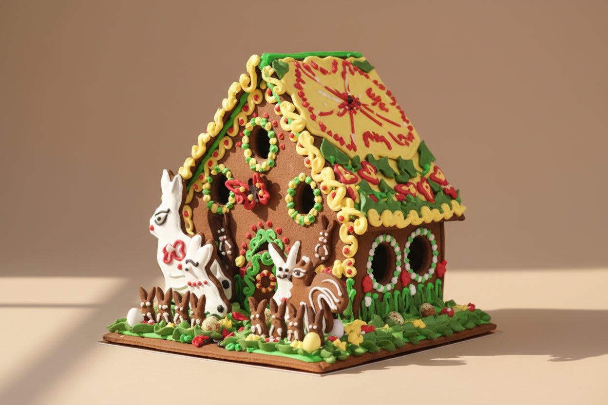 Luxury Easter gingerbread showstopper house handcrafted in North London
