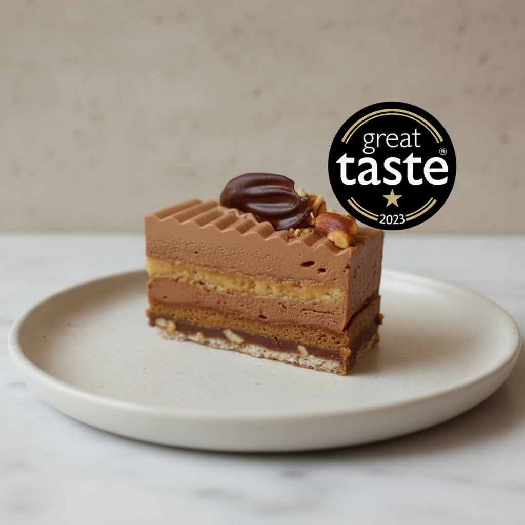 Peanut Praline cake slice from Prestige Patisserie signature slice collection in North London