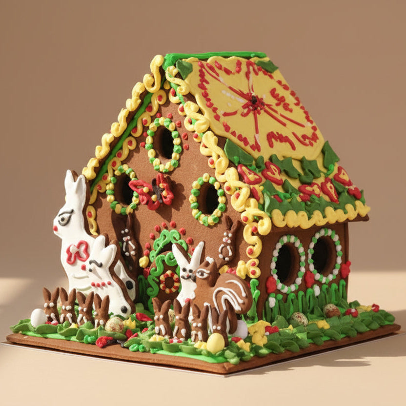 Luxury Easter gingerbread showstopper house handcrafted in North London
