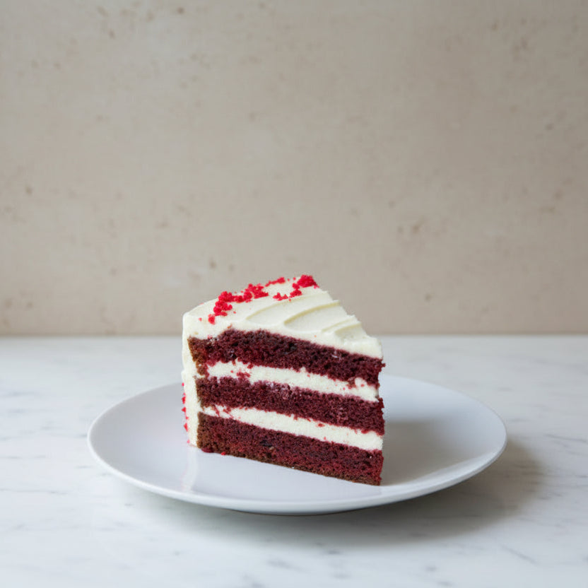 Prestige Patisserie red velvet cake with whipped cream cheese filling
