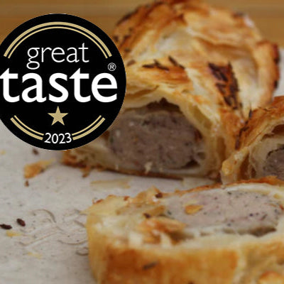 Great Taste Award lamb sausage roll canapés handmade puff pastry London
