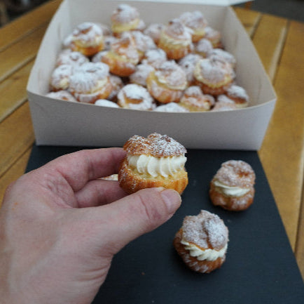 luxury bite size choux pastries wedding catering