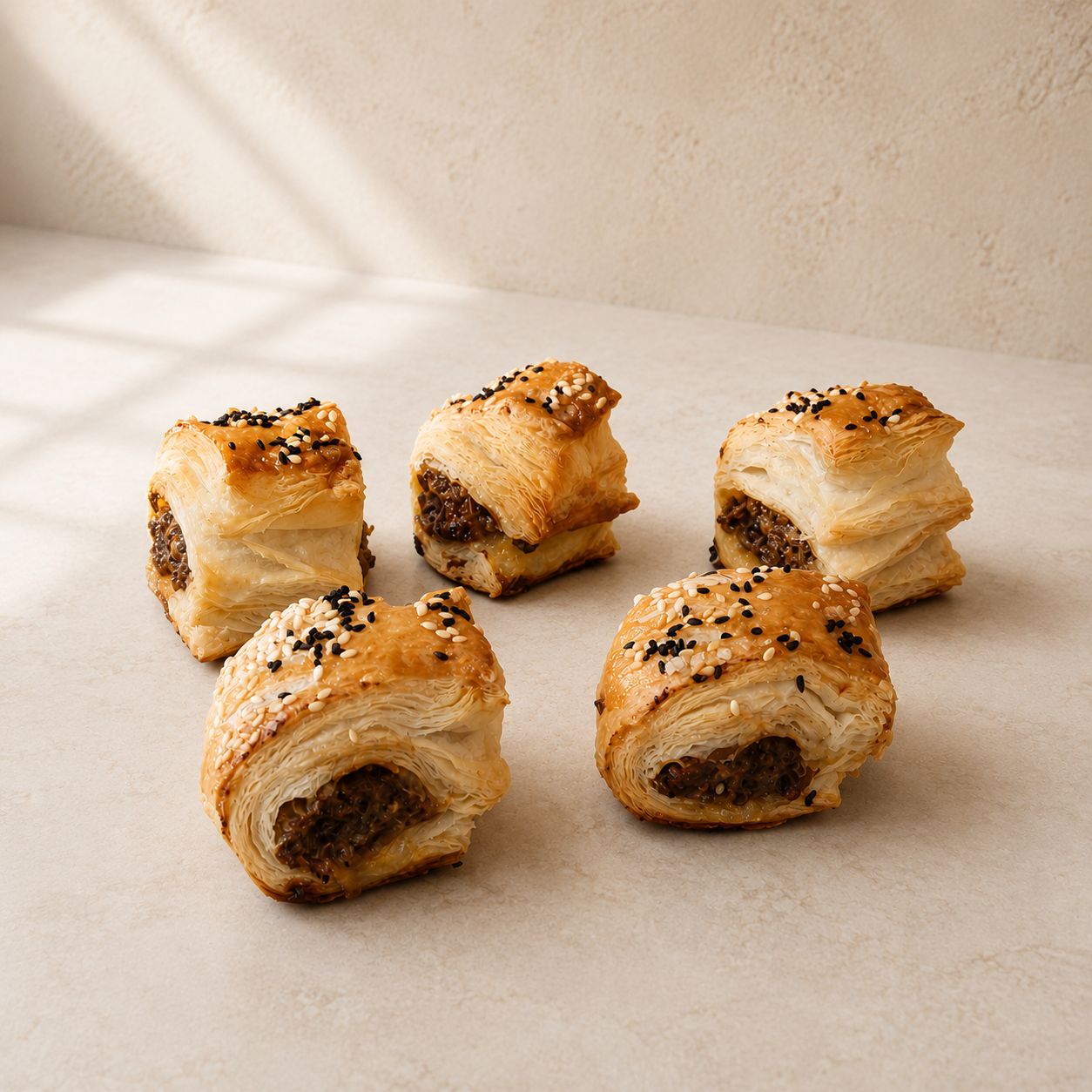 Luxury pork and beef sausage roll canapé north london