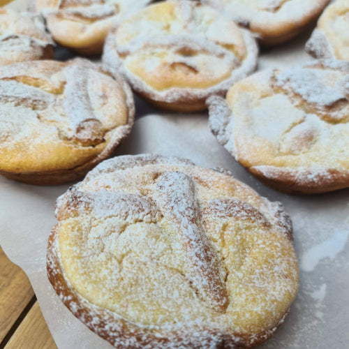 Individual Romanian Pasca sweet cheese tart for Easter, handcrafted in North London