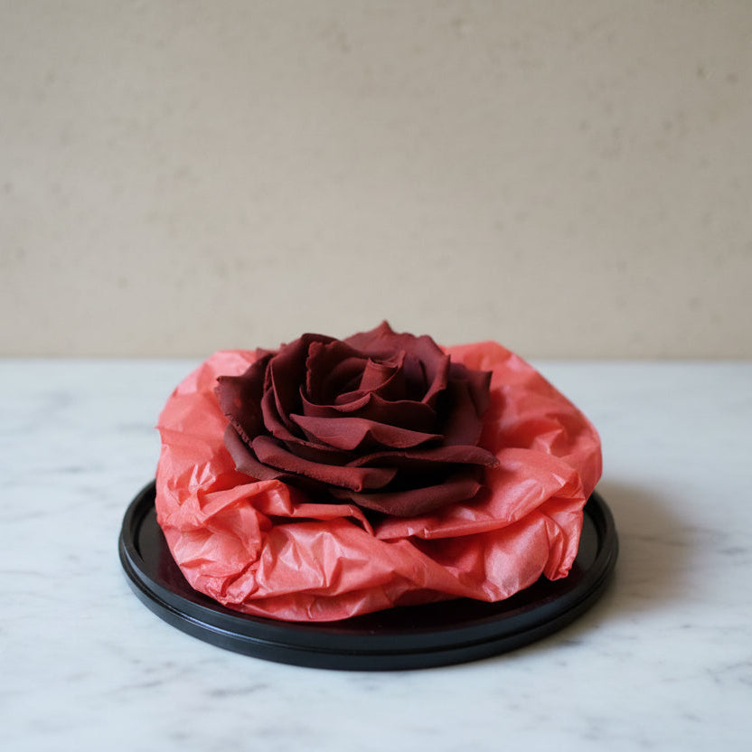 Handcrafted Belgian chocolate rose shaped as realistic edible flower