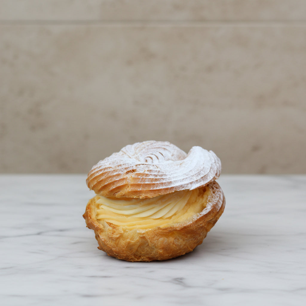 Classic choux pastry filled with vanilla cream from the Choux Pastry & Éclair Masterclass at Prestige Patisserie London